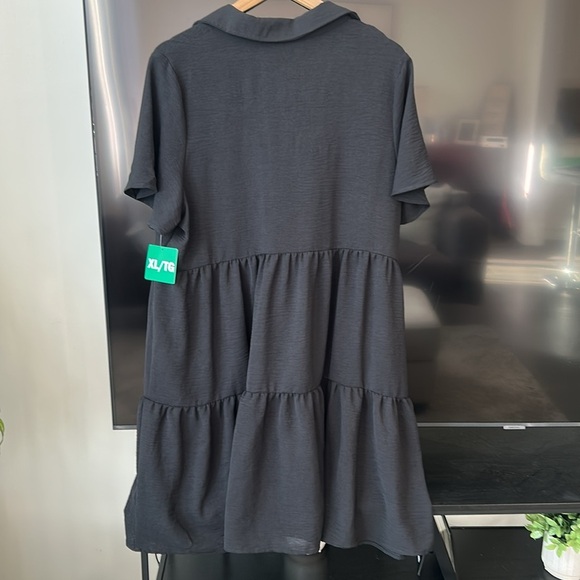 Tahari Black Short Sleeves Tiered Dress Size XL NEW - Picture 7 of 14